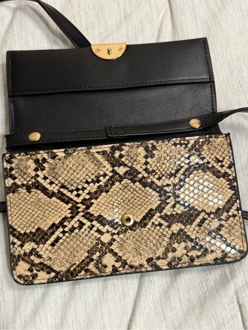 a new day Black Crossbody with Snake-Print Trim and Gold Clasp - Picture 4 of 5